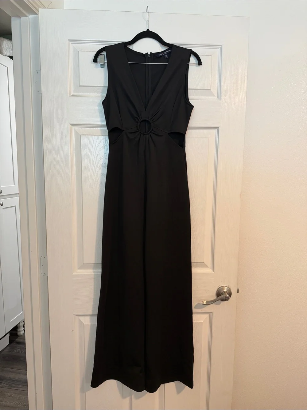 one clothing Black Sleeveless Ring-Front Flare Jumpsuit